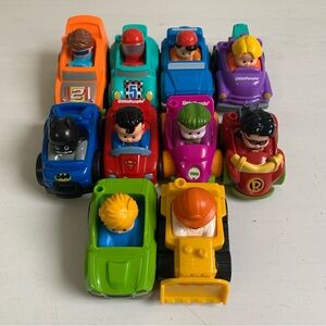 Fisher-Price Little People Wheelies Lot of 10 DC Comics Bulldozer Race Car